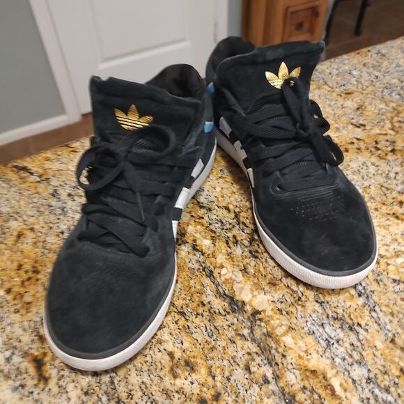 Adidas Tyshawn Black White Blue Skateboarding Sneakers EE6076 Size US 7 - Picture 3 of 12